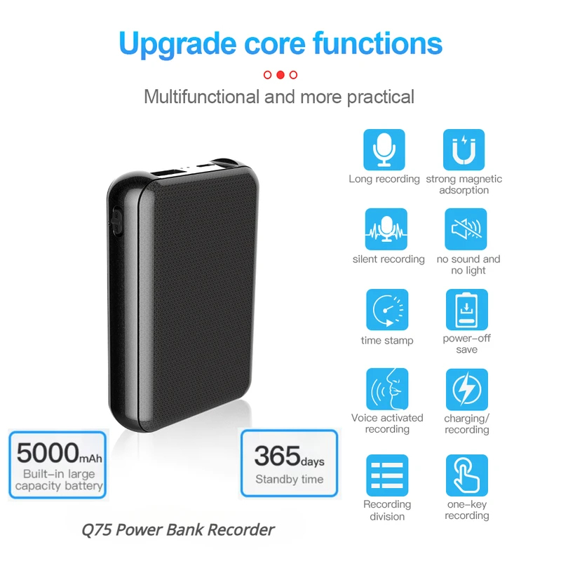 Voice Recorder Pen - 5000mAh 미니 보조베터리 레코더 디지털 음성