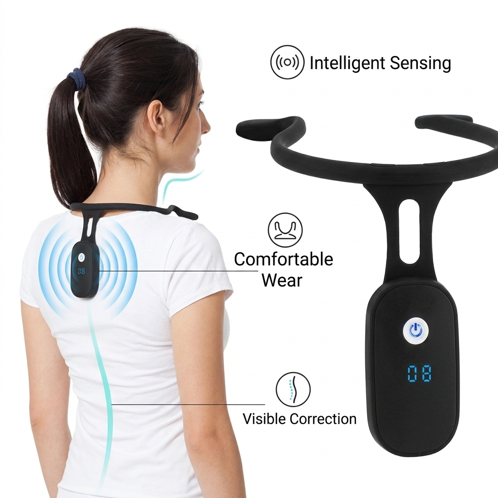 Smart Posture Sensor - 자세 교정기 LCD 디스플레이 실리콘 등받이