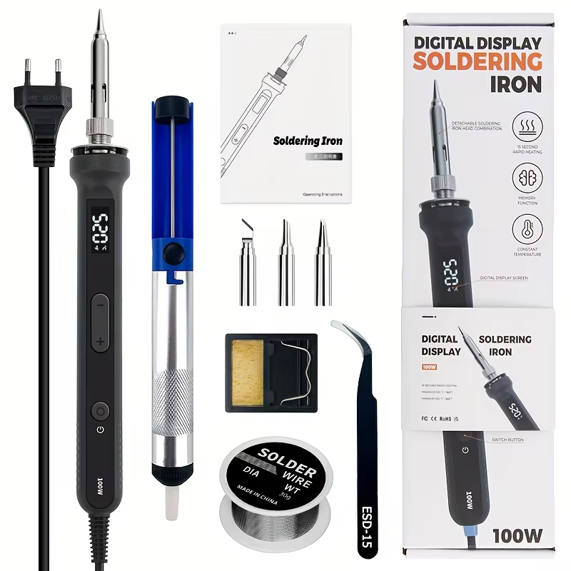 100W 디지털 납땜 인두 키트 오토바이 수리 및 전자 - Gadgets For Electronics 리뷰 및 가격