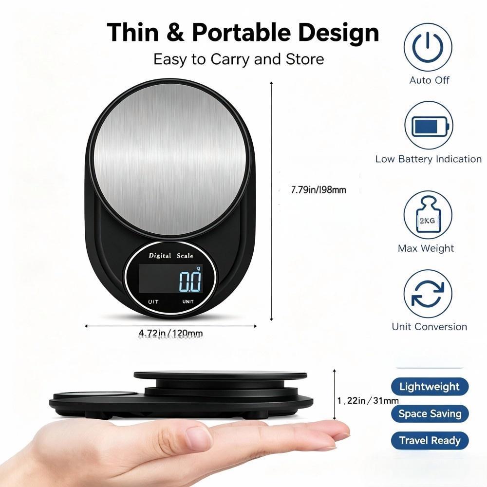 2KG 0.1g 미니 휴대용 디지털 주방 저울, 원형  - Electronics & Gadgets Starting With D 리뷰 및 가격